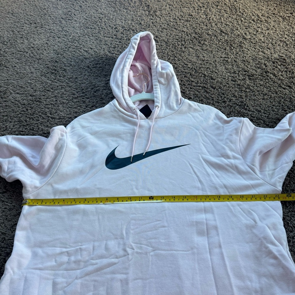 Nike Light Pink Black Big Swoosh Hoodie Sweatshirt Tunic Oversized Cotton M - Picture 7 of 7
